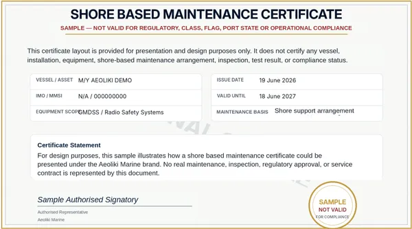 Shore based maintenance certificate